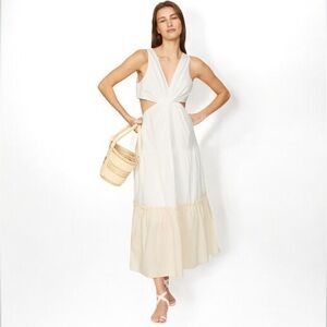 🌻Endless Rose White poplin Twist Front Maxi Sleeveless Dress w/cutouts Size L